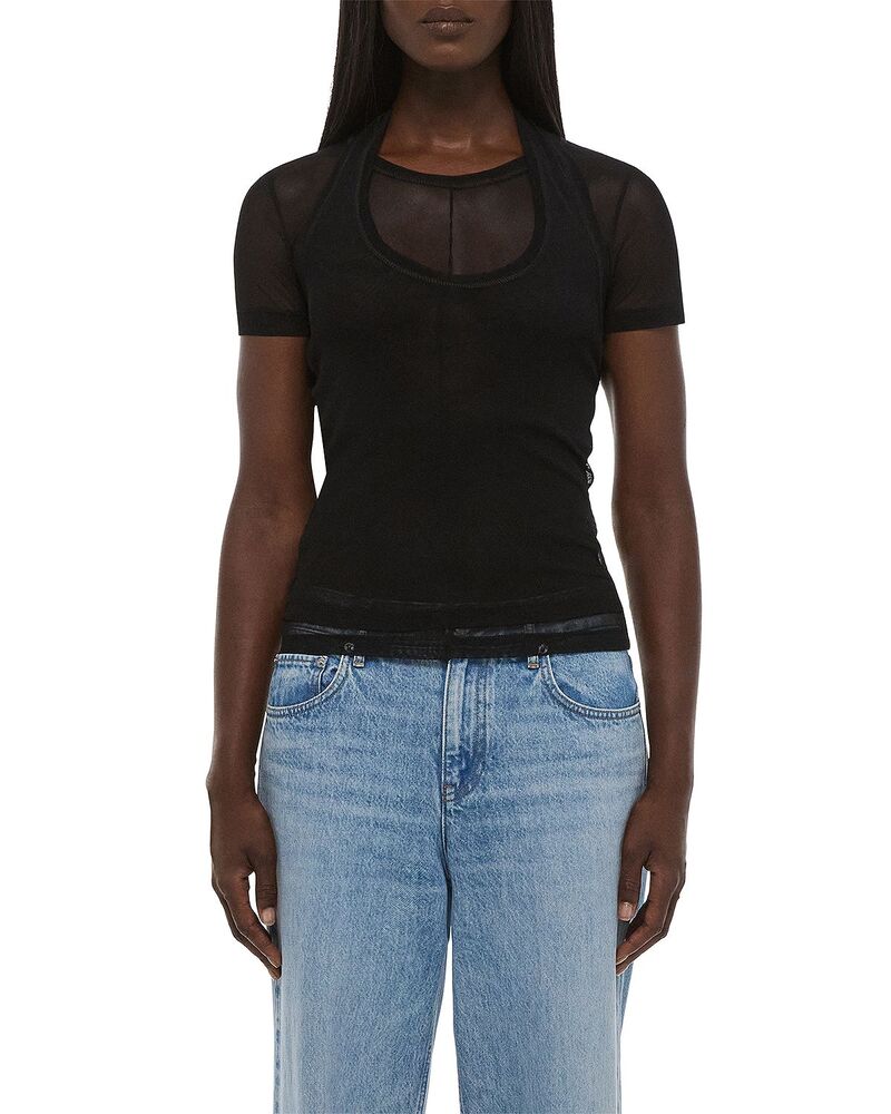 ヘルムート 言葉づかい レディース トップス プルオーバー メッシュ Helmut Lang Fine Mesh Layered Tee Black 黒いこと