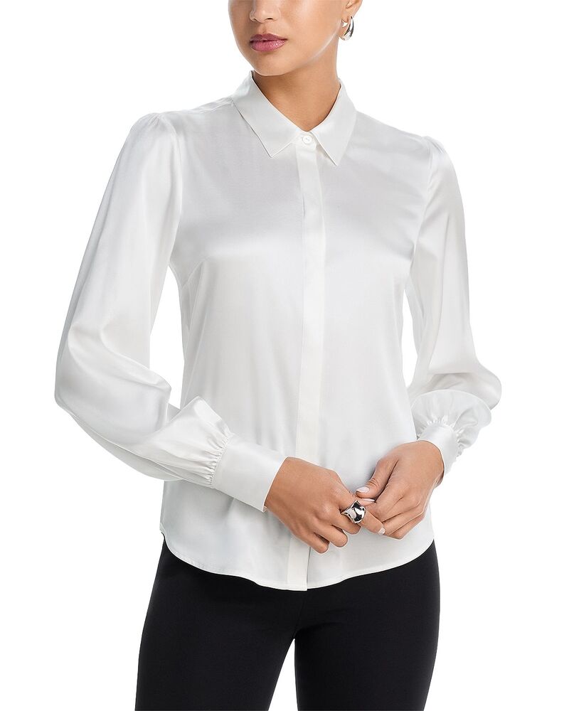 ジェネレーションラブ レディース トップス シャツ シルク ブラウス Generation Love Maxwell Silk Blend Blouse White ホワイト