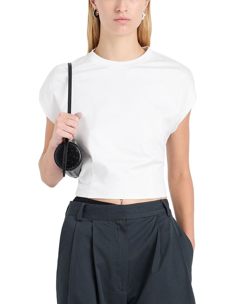 プロエンザ スクーラー レディース トップス Tシャツ クロップド Proenza Schouler White Label Reeva Cropped Tee White ホワイト