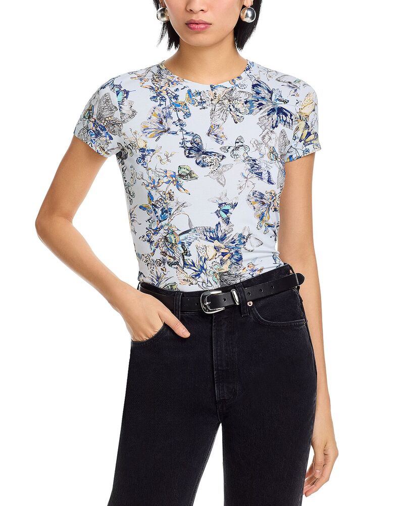 ラジャンス レディース トップス Tシャツ L'AGENCE Ressi Watercolor Butterfly Short Sleeve Tee Gray Multi Butterfly グレー｜ReVida 店