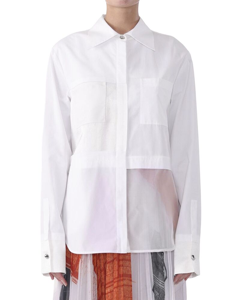 ジェイソン ウー レディース トップス プルオーバー 綿織物 Jason Wu Collection Collage Long Sleeve Zip Up Cotton Shirt White 白いこと