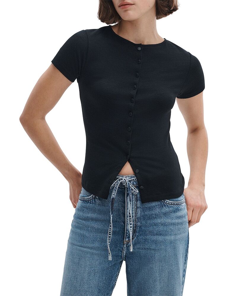 ラグアンドボーン レディース トップス Tシャツ ニット rag & bone The Knit Button Tee Black ブラック
