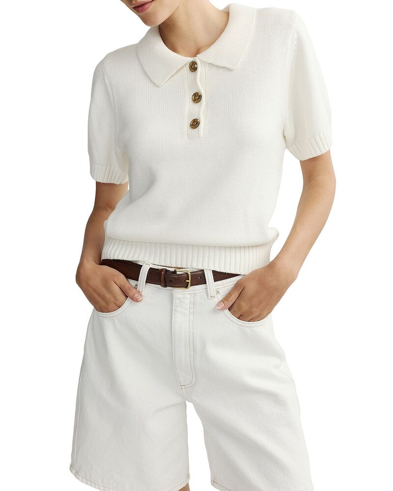 ディーエル 1961 レディース トップス シャツ DL1961 May Polo Short Sleeve Top White ホワイト｜ReVida 店