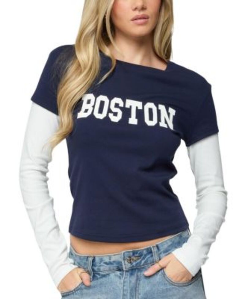 アディクテッド レディース トップス シャツ Edikted Boston Layered Long Sleeve T Shirt One-Size
