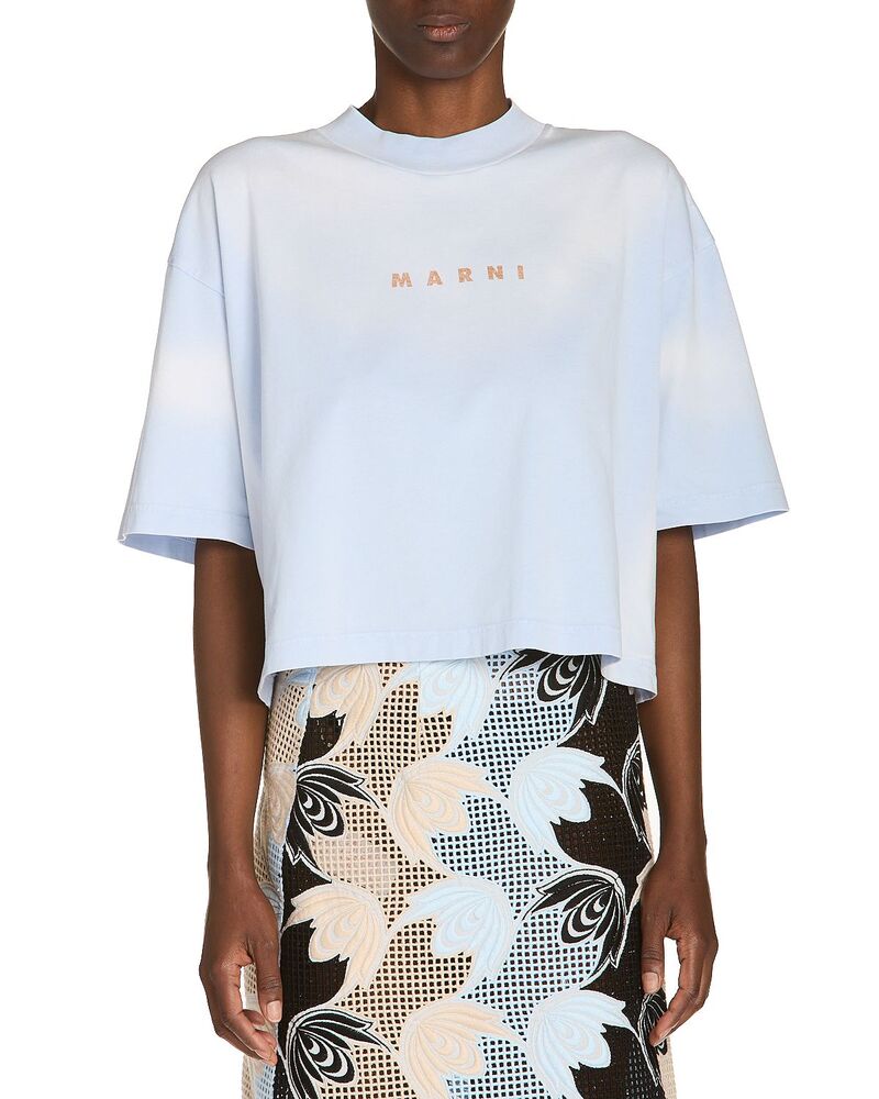 マルニ レディース トップス ティーシャツ ロゴタイプ Marni Boxy Logo Tee Light Blue 青碧