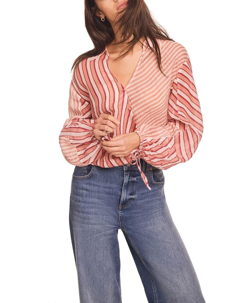 ミルトンベルベット レディース トップス シャツ Mint Velvet Women'striped Wrap Shirt Orange オレンジ|ReVida 店