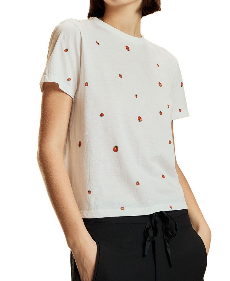 シンシアローレイ レディース トップス プルオーバー 刷り上げる Cynthia Rowley Printed Tee White 白いこと