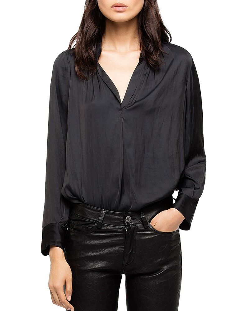 ザディグ エ ヴォルテール レディース トップス シャツ サテン Zadig & Voltaire Tink Satin Tunic Top Noir