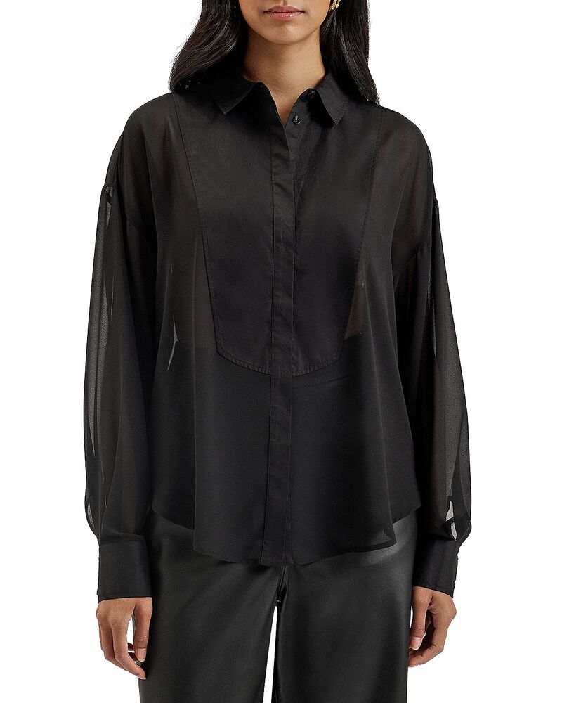 テッドベーカー レディース トップス シャツ シフォン Ted Baker Lechosa Chiffon Oversized Shirt Black ブラック｜ReVida 店