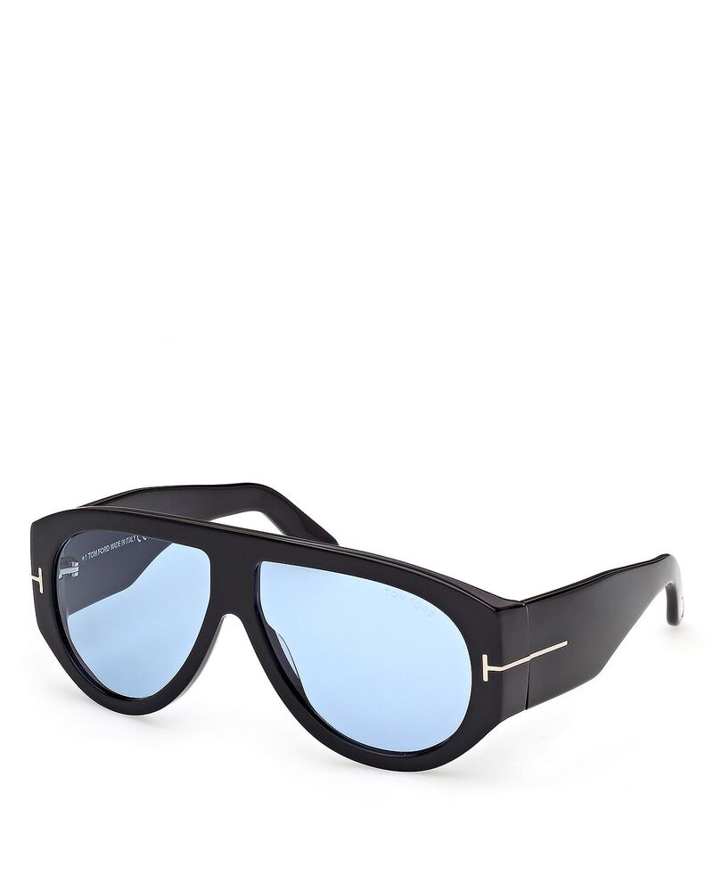 トム・フォード レディース アクセサリー サングラス・アイウェア Tom Ford Bronson Pilot Sunglasses 60mm Black/Blue ブラック