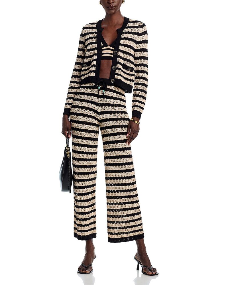 ラジャンス レディース アウター カーディガン パンツ ニット L'AGENCE Orla Pointelle Knit Stripe Cardigan Reverie Pointelle Knit Stripe Crop Top & Gaelle Pointelle Knit Stripe Pants Black/Natural Stripe ブラック