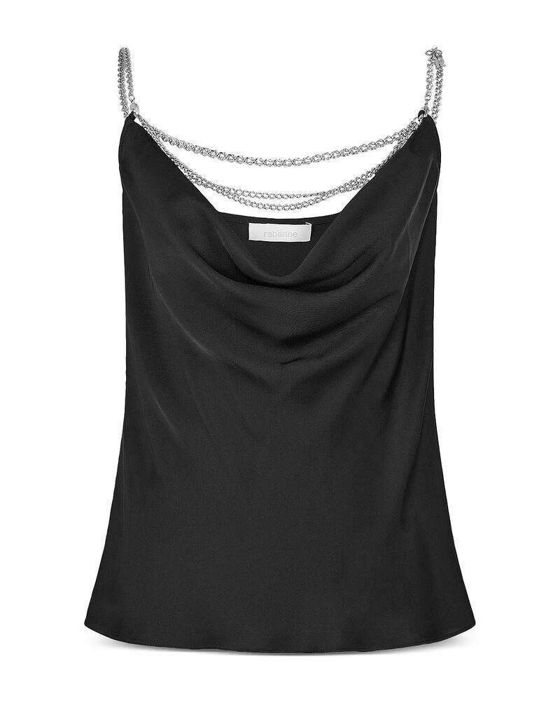 ラバンヌ レディース トップス シャツ Rabanne Chain Strap Cowl Neck Top Black ブラック
