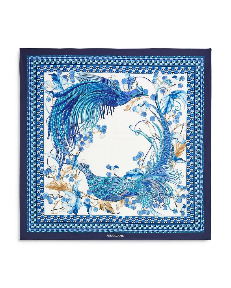フェラガモ レディース 付属物 えり巻き・袈裟・えり巻き 地絹 FERRAGAMO Show Silk Scarf Navy 米国海軍