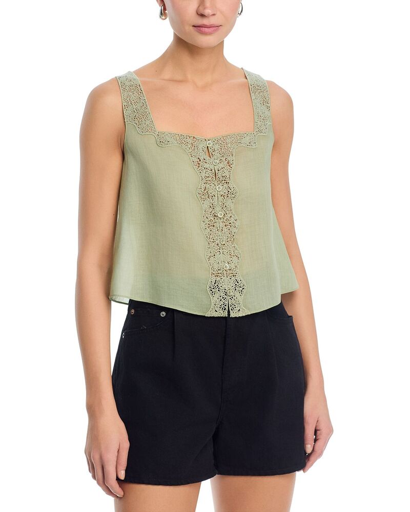 ひな形 レディース トップス 貯蔵タンクとっ始め 刺しゅう FRAME Thembroidered Tank Top Sage サルヴィア