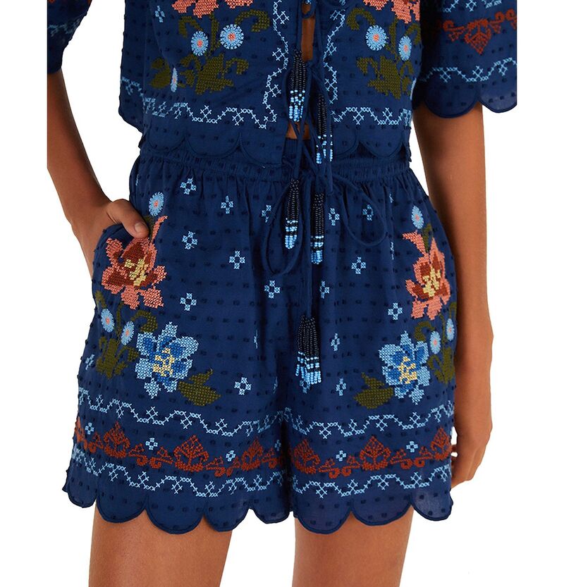 ファーム レディース ボトムス ハーフパンツ・ショーツ ショートパンツ FARM Rio Stitched Garden Shortswim Cover-Up Dark Blue ブルー
