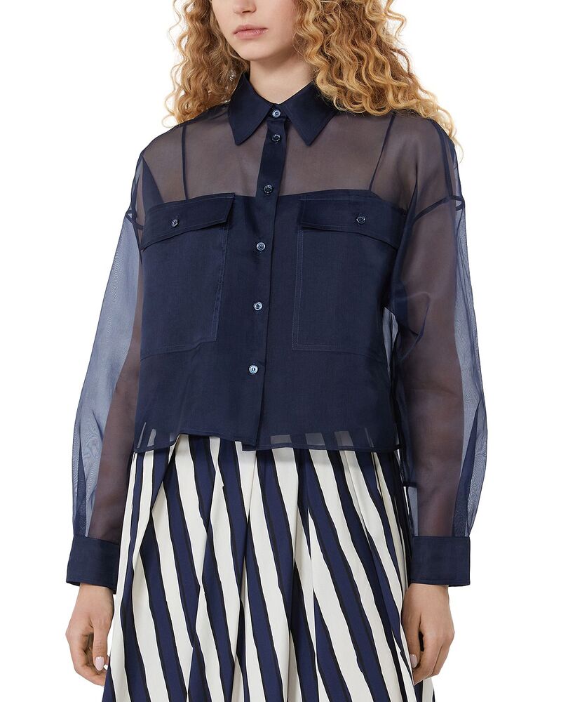 ウィークエンド マックスマーラ レディース トップス シャツ シルク Weekend Max Mara Wkdcolomba Silk Shirt Navy ネイビー｜ReVida 店
