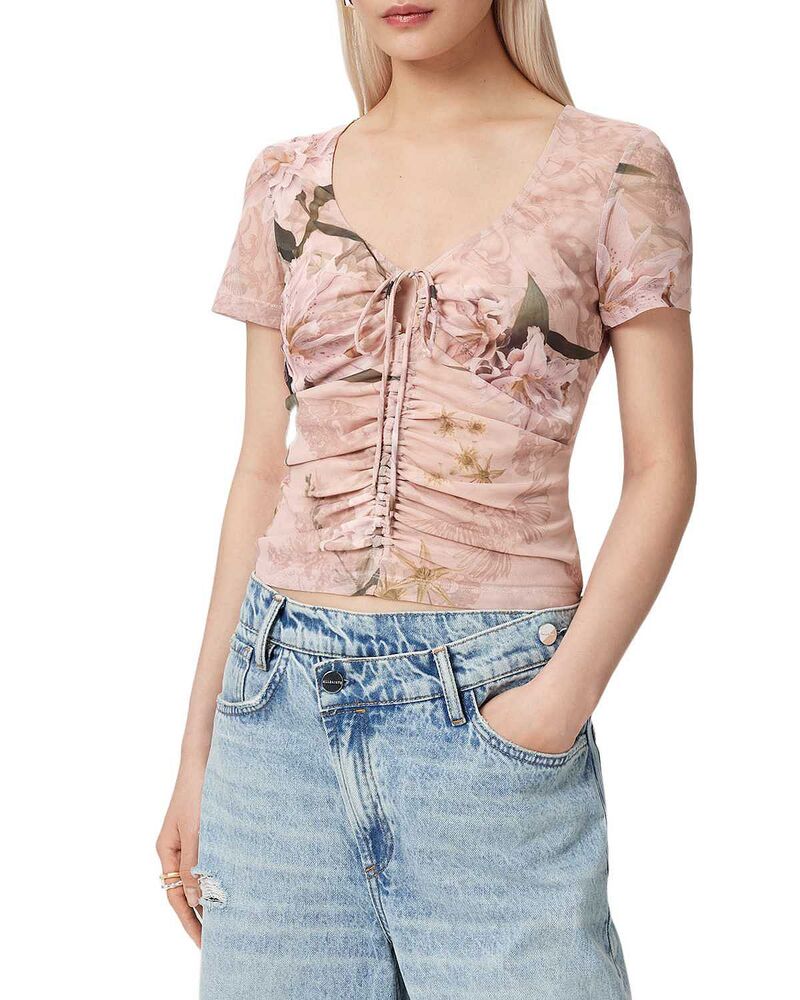 オールセインツ レディース トップス シャツ メッシュ ALLSAINTS Gabby Mesh Top Crystal Pink ピンク