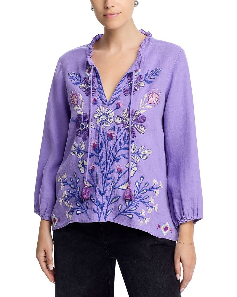 ジョニーワズ レディース トップス シャツ フリル ブラウス Johnny Was Ruffle Field Blouse Paisley Purple パープル