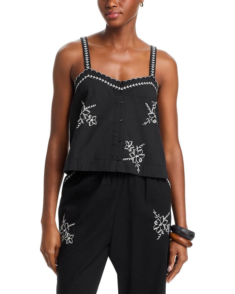 ザ・グレート レディース トップス 貯蔵タンクとっ始め 刺しゅう THE GREAT. Embroidered Tank Black 黒いこと