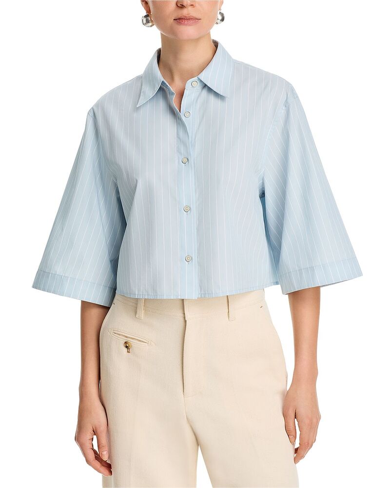 ヘルムート ラング レディース トップス シャツ クロップド Helmut Lang Cropped Wide Sleeve Shirt Light Blue Multi ブルー