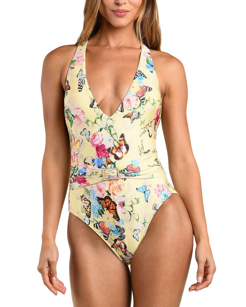ラジャンス レディース 海水着 上下書き割り L\u0027AGENCE Lisa Garden Butterflies Plunge One Piece Swimsuit Multi マルチ色つや