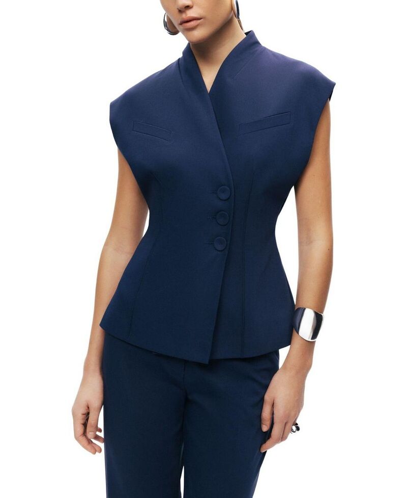 ノクチューン レディース アウター ベスト ノースリーブ NOCTURNE Tailored Sleeveless Vest Navy ネイビー