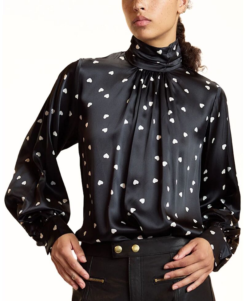 シンシアローレイ レディース トップス シャツ ハイネック シルク ブラウス Cynthia Rowley High Neck Silk Blouse Charcoal チャコール