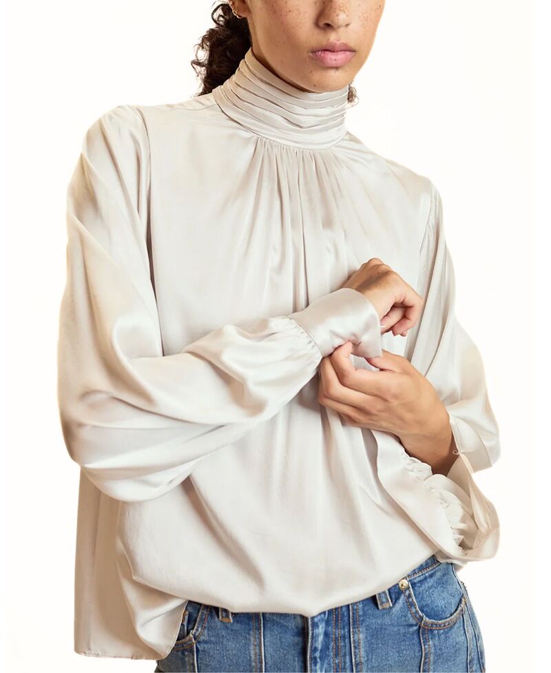 シンシアローレイ レディース トップス シャツ ハイネック シルク ブラウス Cynthia Rowley High Neck Silk Blouse White ホワイト
