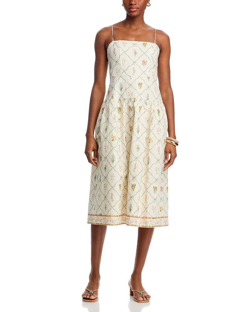 ワイフ レディース トップス ワンピース ミディ WAYF Juliet Midi Dress Ivory Botanical アイボリー