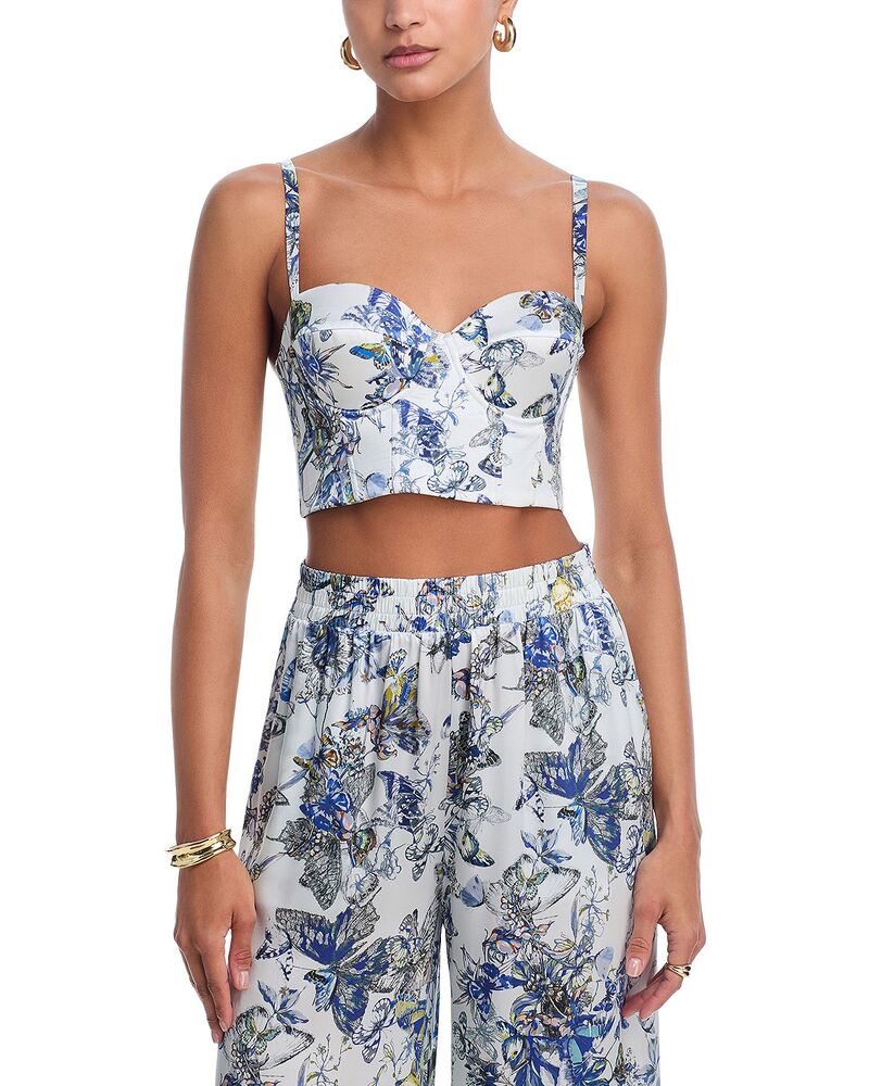 ラジャンス レディース アンダー御召しもの ブラ 地絹 L\u0027AGENCE Sonya Silk Bralette Gray Watercolor Butterfly 薄墨色