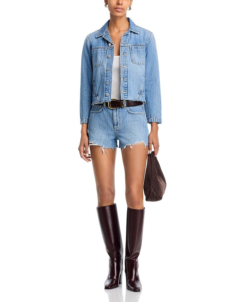 ラジャンス レディース アウター ジャケット・ブルゾン ショートパンツ デニム L'AGENCE Janelle Slim Raw Denim Jacket & Clark Denim Shorts Carmel Destruct デニム