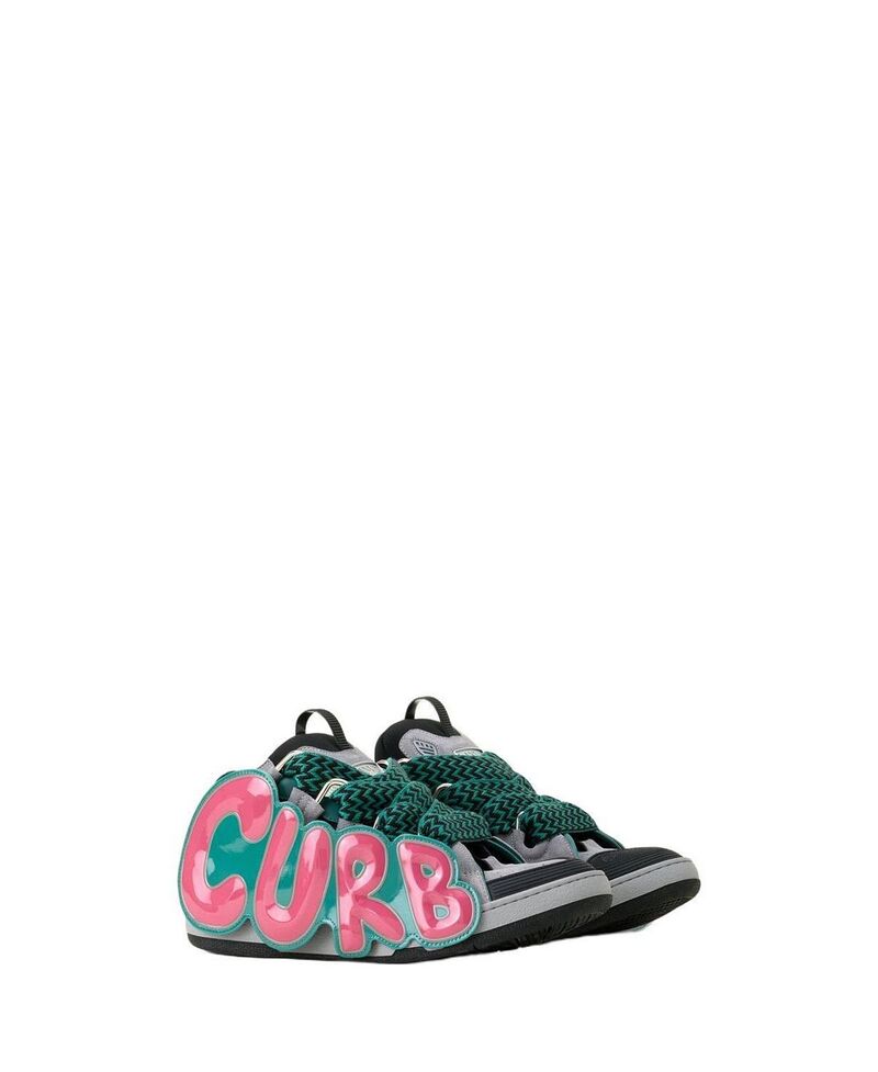 ランバン メンズ シューズ スニーカー Lanvin Curb Sneakers In Pony Dark Green/Pink ピンク