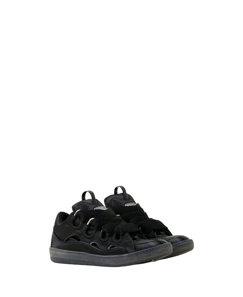 ランバン メンズ シューズ スニーカー 繻子 Lanvin Unisex Curb Sneakers In Satin Black 黒いこと