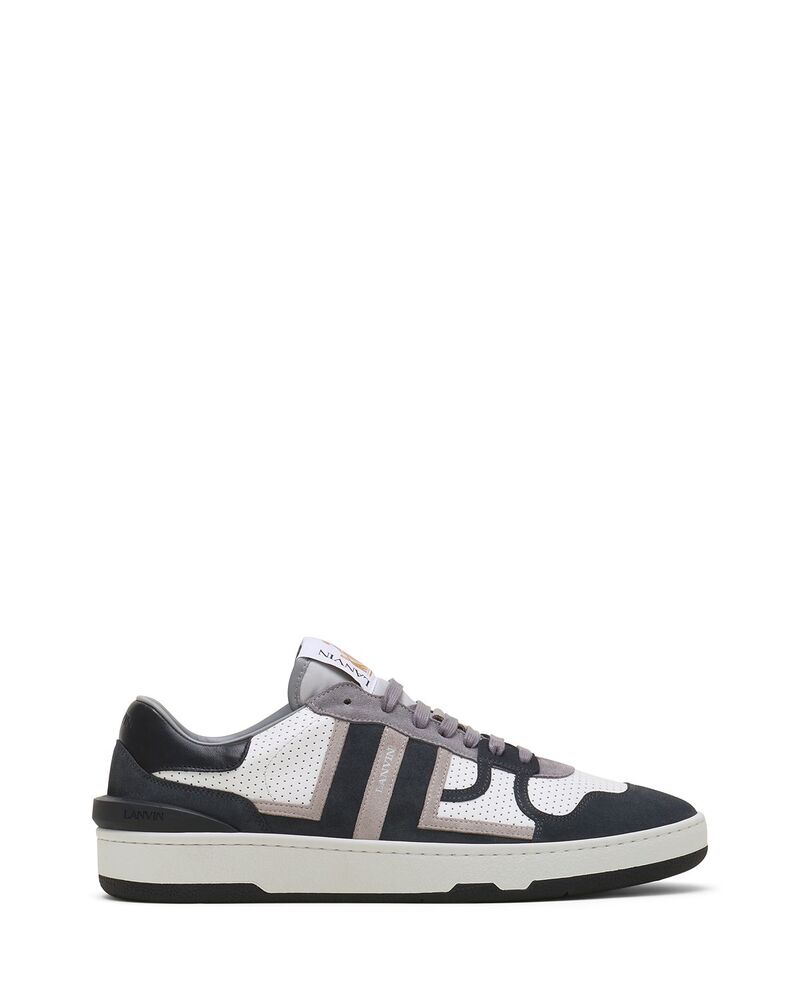 ランバン メンズ シューズ スニーカー スエード レザー Lanvin Unisex Clay Sneakers in Perforated Leather and Suede Light Grey/Dark Grey グレー