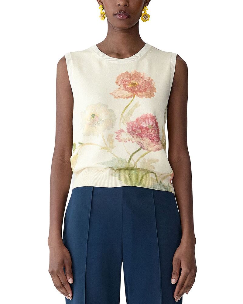 キャロライナヘレラ レディース トップス 貯蔵タンクいの一番リント ノースリーブ Carolina Herrera Printed Sleeveless Tank Top Almond Multi マルチ色合い