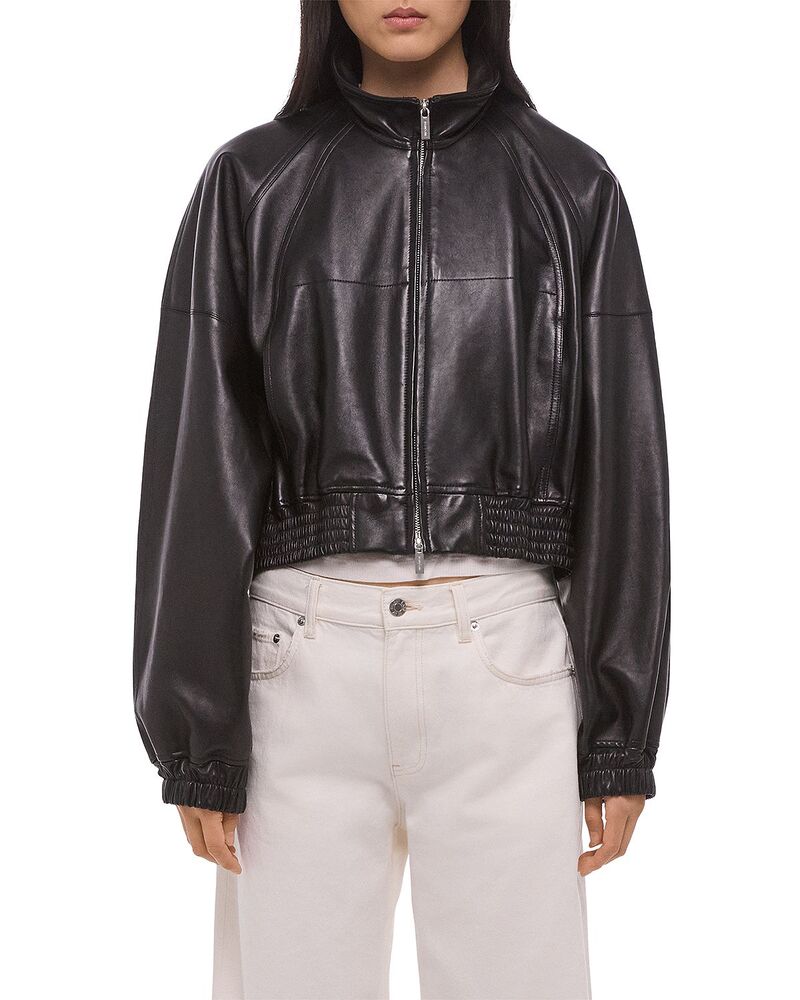 ヘルムート 言葉づかい レディース アウター 上衣・上衣 なめし革 Helmut Lang Bond Leather Bomber Jacket Black/Black 黒いこと