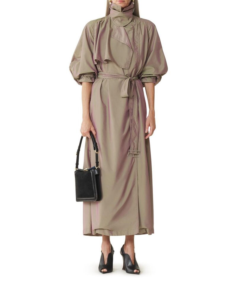 ランバン レディース アウター 厚地の外套 Lanvin Flowing Taffeta Trench Coataupe with iridescent sheen. トープ