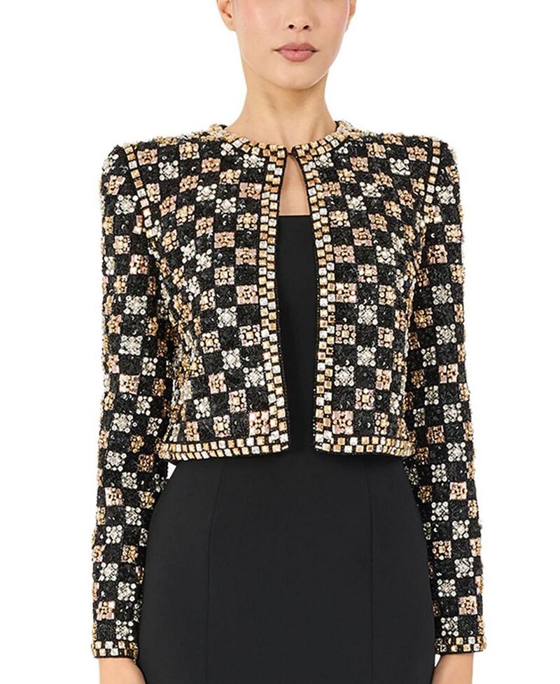 ジェニー・パッカム レディース アウター ジャケット・ブルゾン Jenny Packham Dahlia Crystal-Embellished Jacket Liquorice