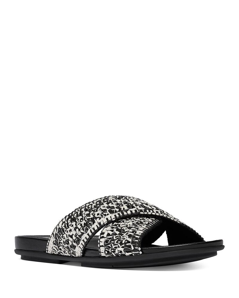 相応うフロップ レディース シューズ サンダル FitFlop Women\u0027s Gracie Woven Crisscrossandals Black/Ivory 象牙色 コンフォートサンダル-サンダル