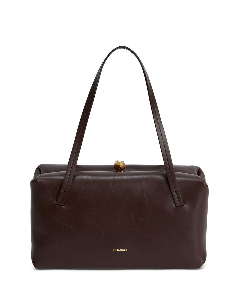 ジル・サンダー レディース 御徒面子 なめし革 Jil Sander Goji Pillow Smalleather Handbag Chocolate 黒茶