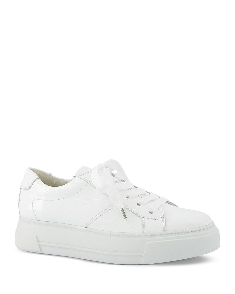 ポール・グリーン レディース シューズ スニーカー プラットフォーム Paul Green Women's Dumont Platform Sneakers White Crinkled Patent ホワイト|ReVida 店