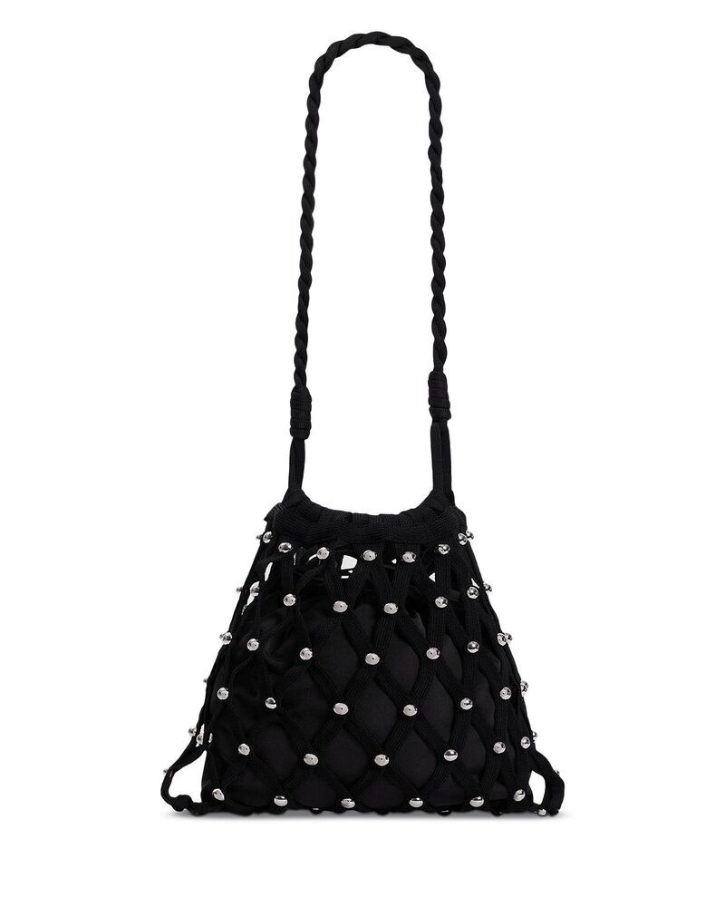 サンドロ レディース バッグ メッシュ Sandro Soane Studded Net Mesh Bucket Bag Black ブラック