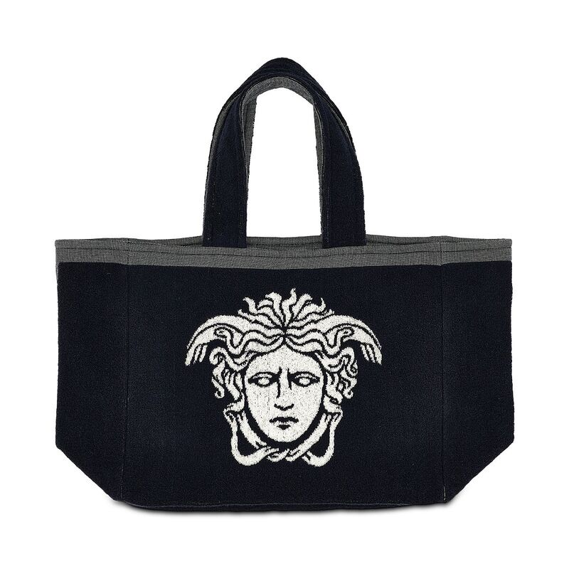 ヴェルサーチ レディース バッグ パイル Versace Terry Medusa Jacquard Tote Bag Blue/White ホワイト