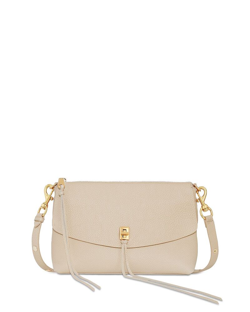 レベッカミンコフ レディース 御徒面子 なめし革 Rebecca Minkoff Darren Top Zip Leather Shoulder Bag Stone 石ころ
