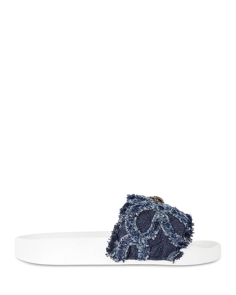 カートジェイガーロンドン レディース シューズ サンダル デニム KURT GEIGER LONDON Women Meena Eagle Denim Slide Sandals Open Blue ブルー