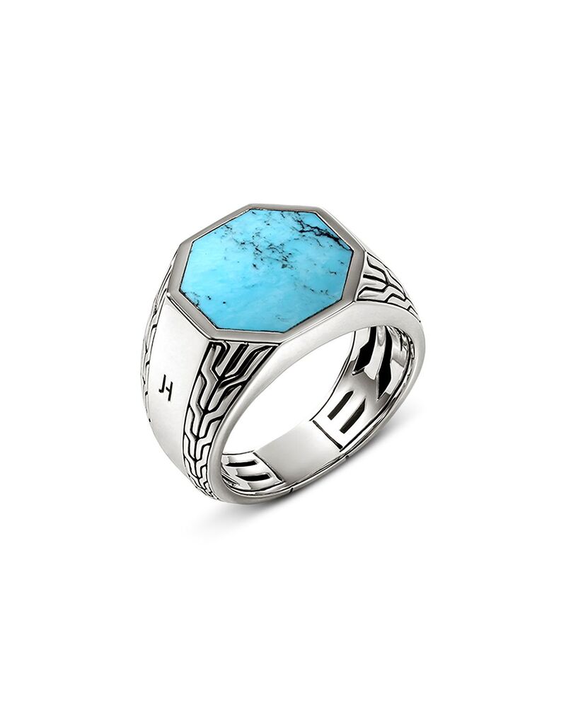 ジョン・ハーディー メンズ アクセサリー リング JOHN HARDY Men'sterling Silver Turquoise Signet Ring Blue/Silver ブルー|ReVida 店