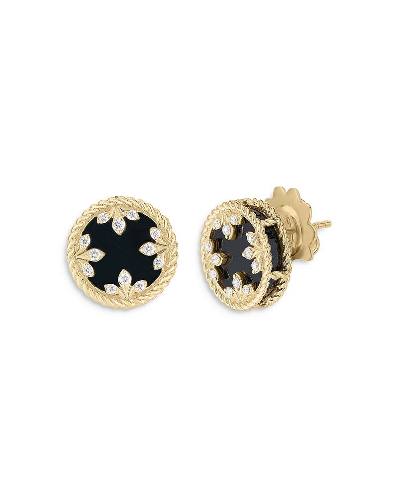 ロバートコイン レディース アクセサリー ピアス・イヤリング Roberto Coin 18K Yellow Gold Venetian Princess Medallion Black Jade & Diamond Stud Earrings Black/Gold ブラック