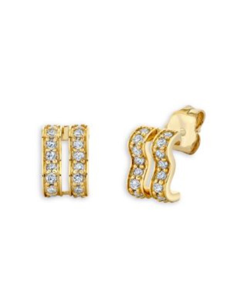 シドニーエヴァン レディース アクセサリー ピアス・イヤリング Sydney Evan 14K Yellow Goldiamond Pav Double Wavy Stud Earrings 0.175 tcw One-Size イエロー