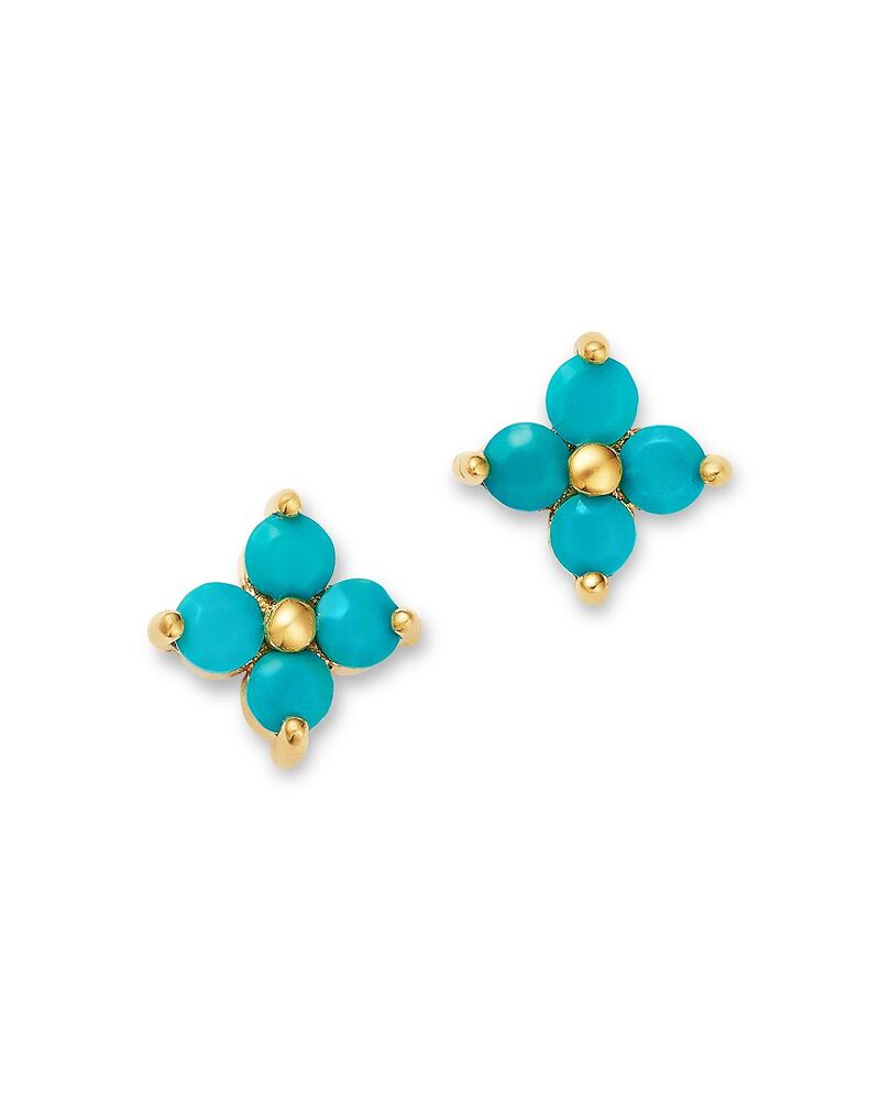 ゾーシッコ レディース アクセサリー ピアス・イヤリング Zo Chicco 14K Yellow Gold Turquoise Gemstones Flower Cluster Stud Earrings Gold ゴールド