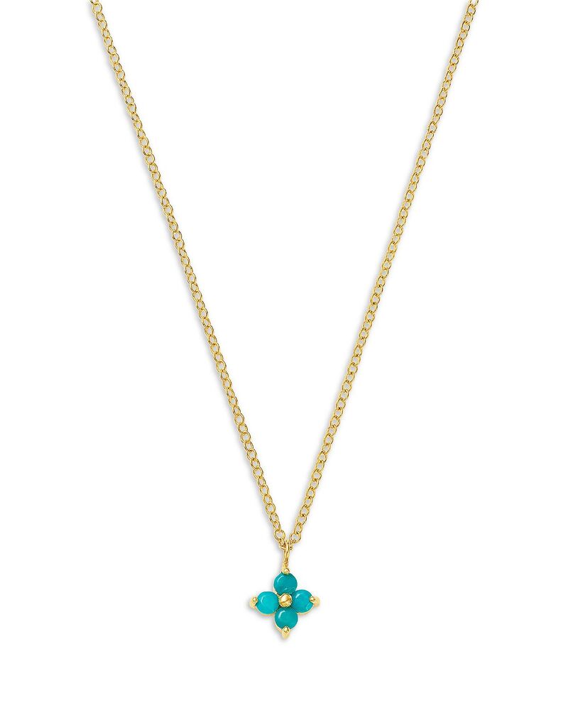 ゾーシッコ レディース アクセサリー ネックレス・チョーカー・ペンダントトップ レース Zo Chicco 14K Yellow Gold Turquoise Gemstones Flower Cluster Pendant Necklace 14-16" Gold ゴールド｜ReVida 店